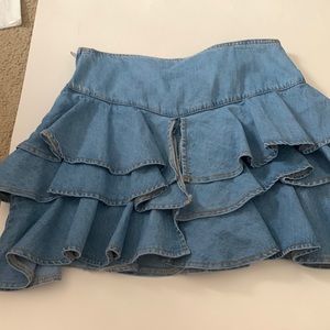 ruffle jean skirt